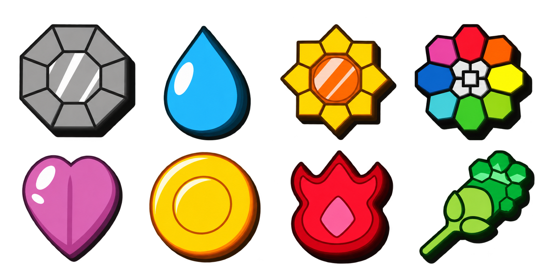 As oito ins&iacute;gnias de Kanto